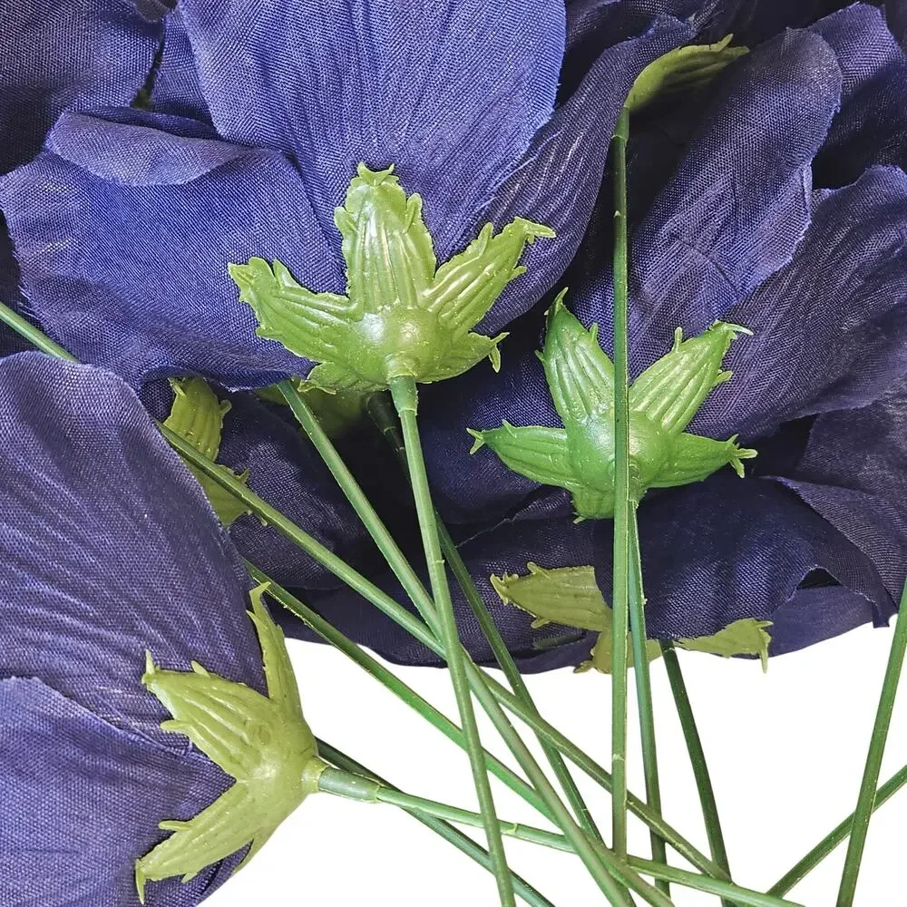 Navy Blue Artificial Roses 3in Fluffy Silk Flowers Stems Wedding Craft Lot of 20